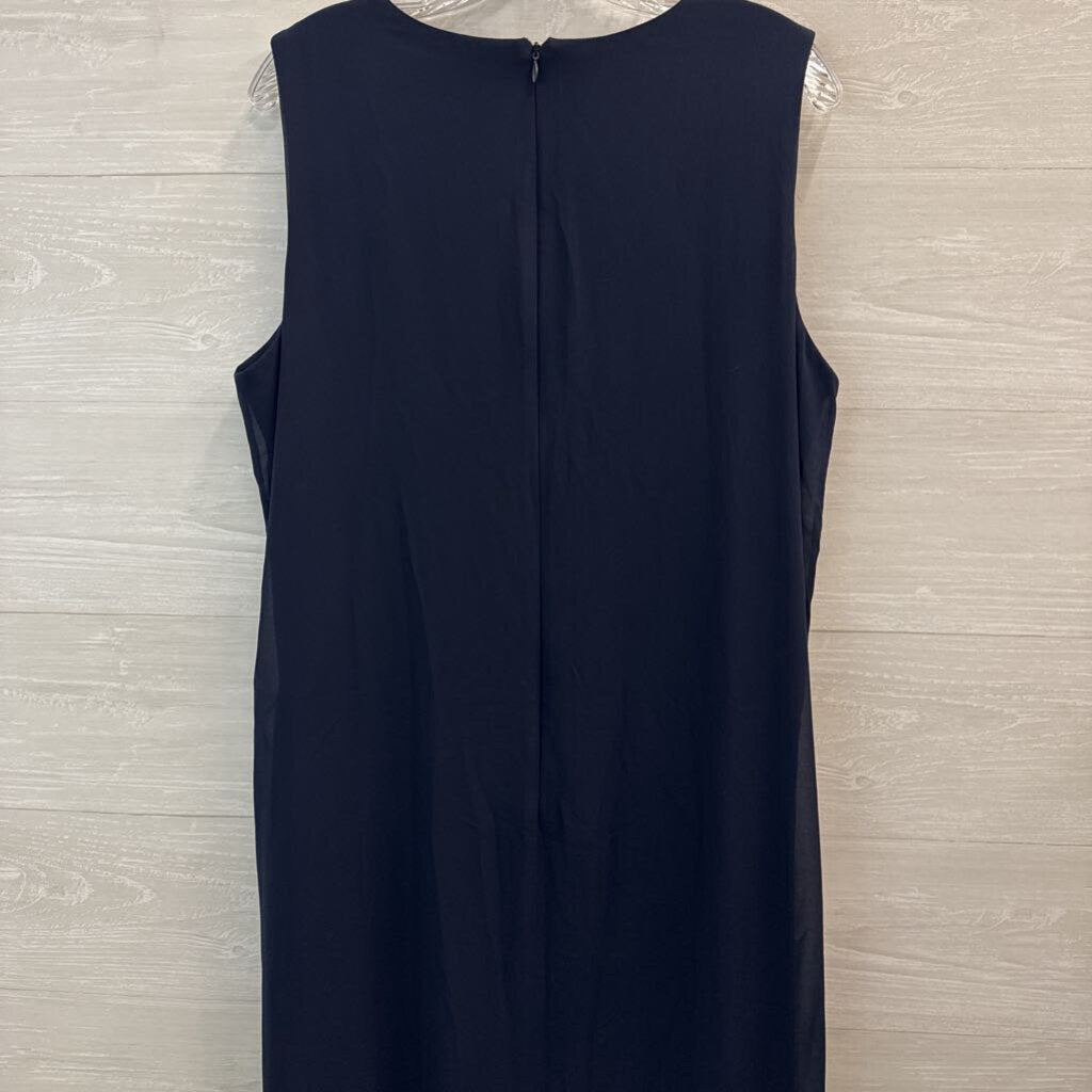 Emma and Michele Navy Sleeveless Split Front Formal Dress Extra Large