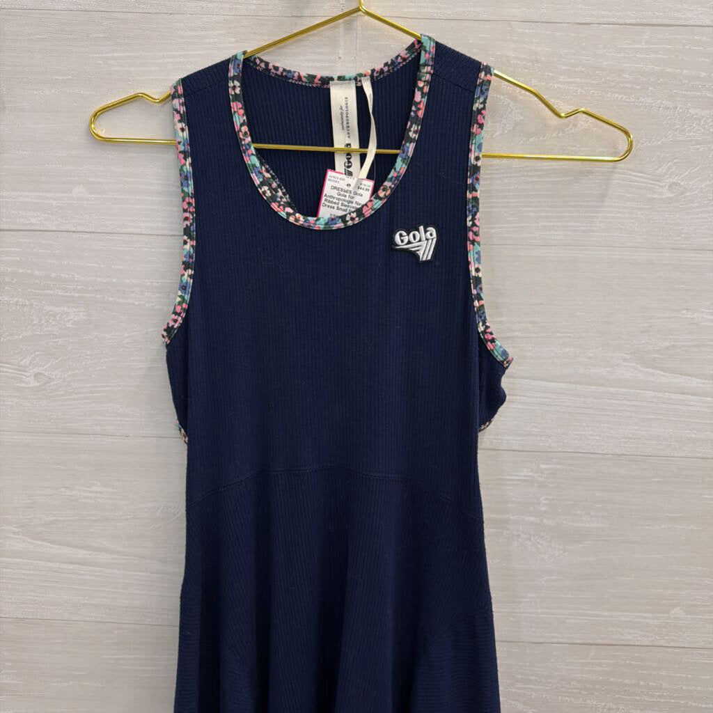 Gola for Anthropologie Navy Ribbed Sleeveless Dress Small