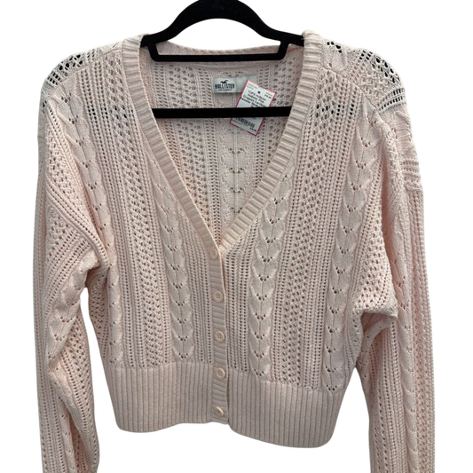 Hollister Pink Cropped Cardigan Sweater Medium
