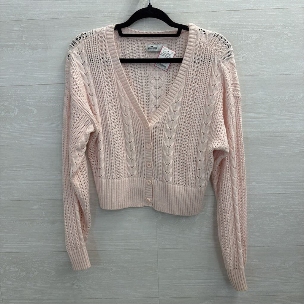 Hollister Pink Cropped Cardigan Sweater Medium