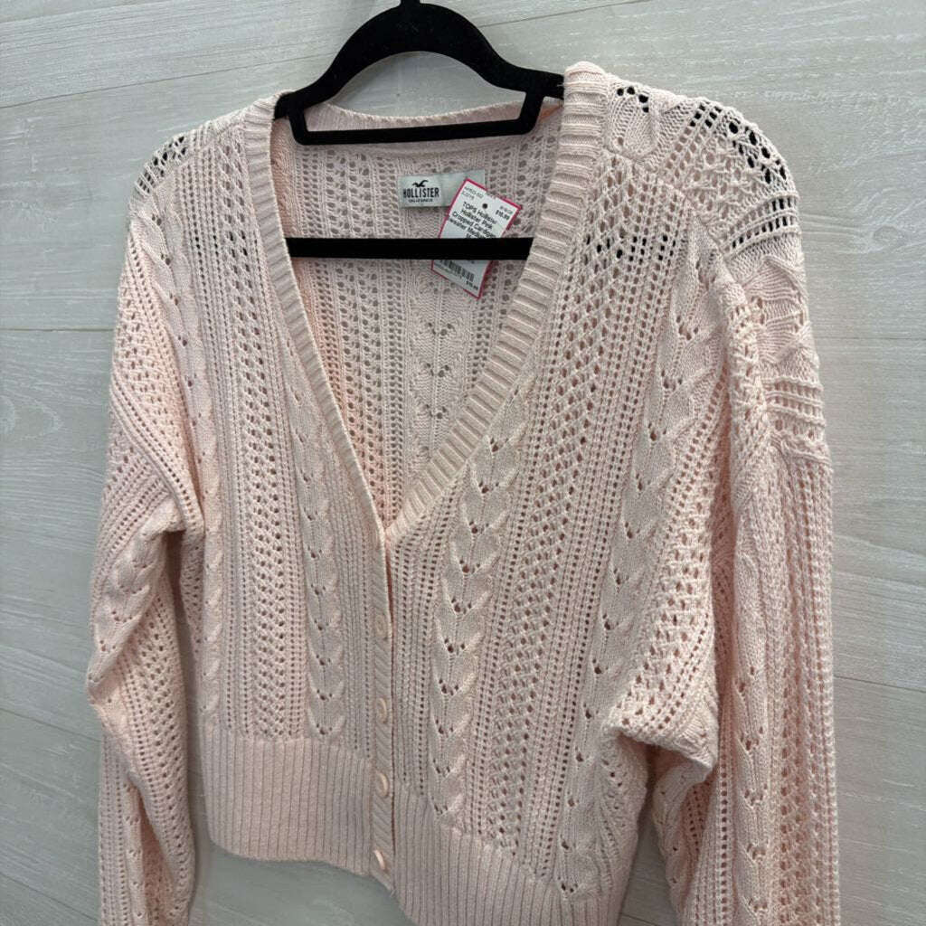 Hollister Pink Cropped Cardigan Sweater Medium