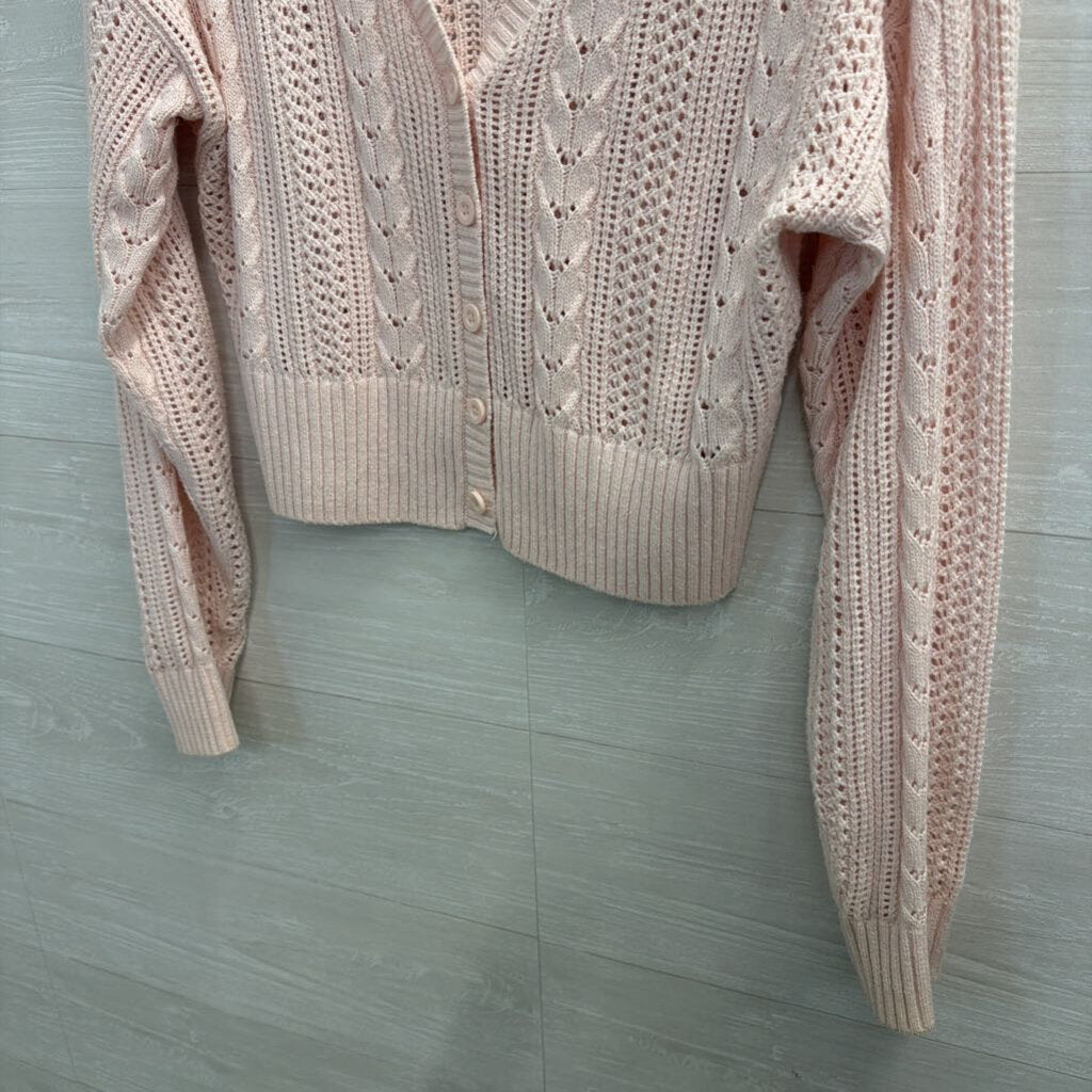 Hollister Pink Cropped Cardigan Sweater Medium