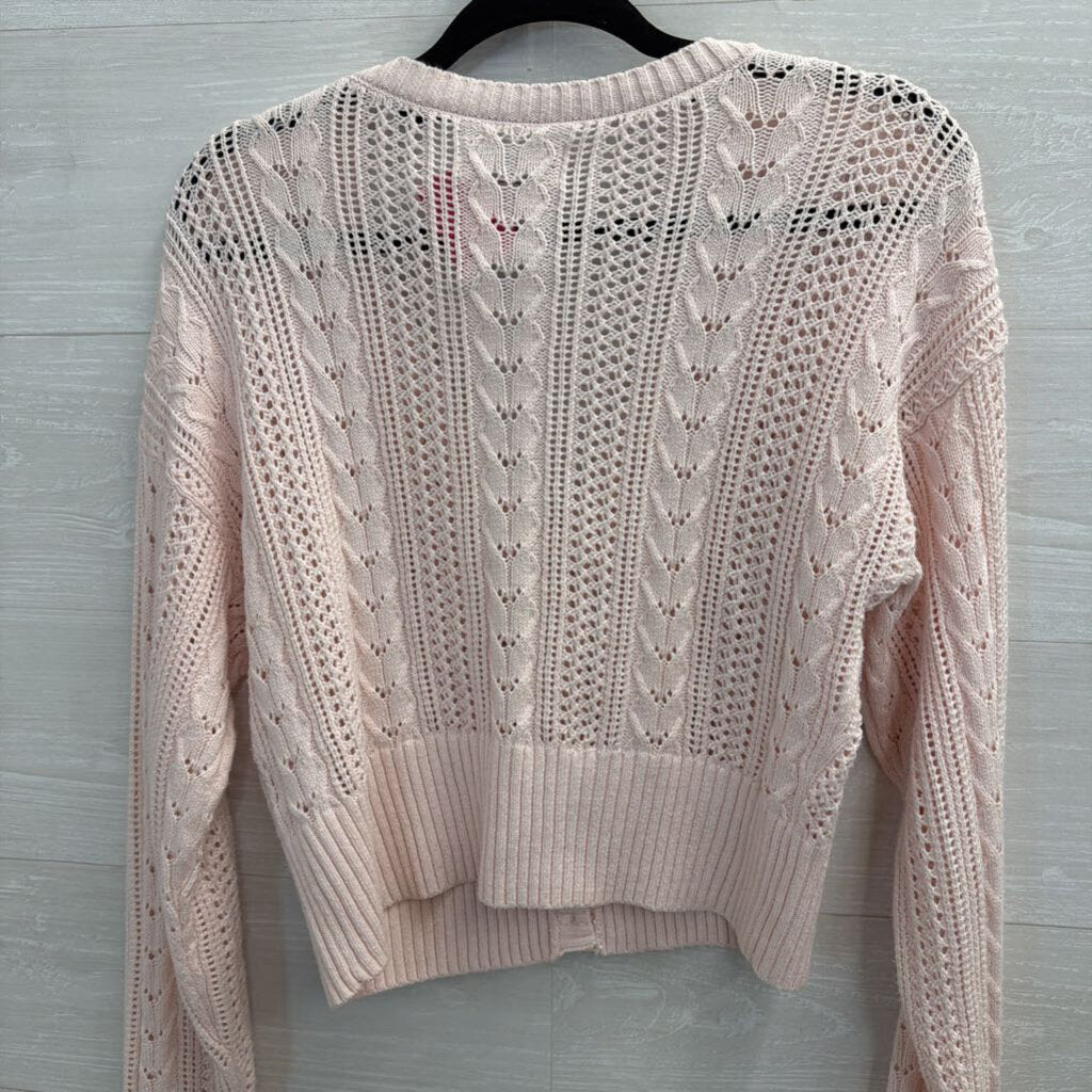 Hollister Pink Cropped Cardigan Sweater Medium