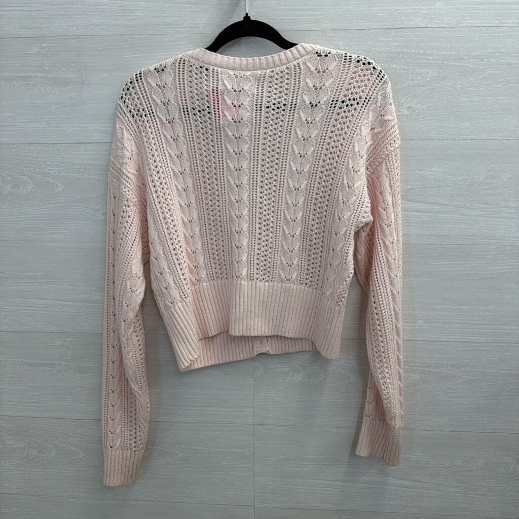 Hollister Pink Cropped Cardigan Sweater Medium