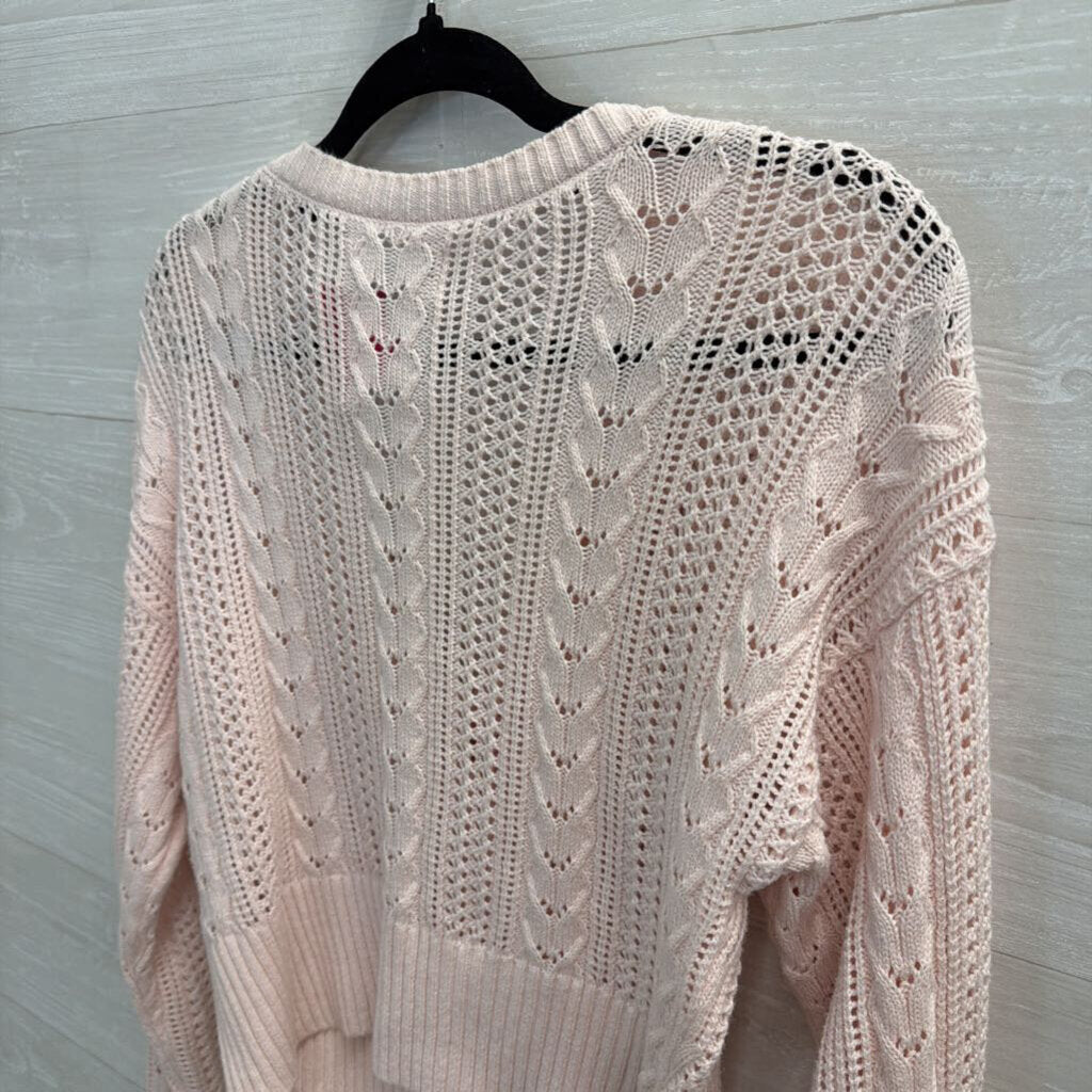 Hollister Pink Cropped Cardigan Sweater Medium