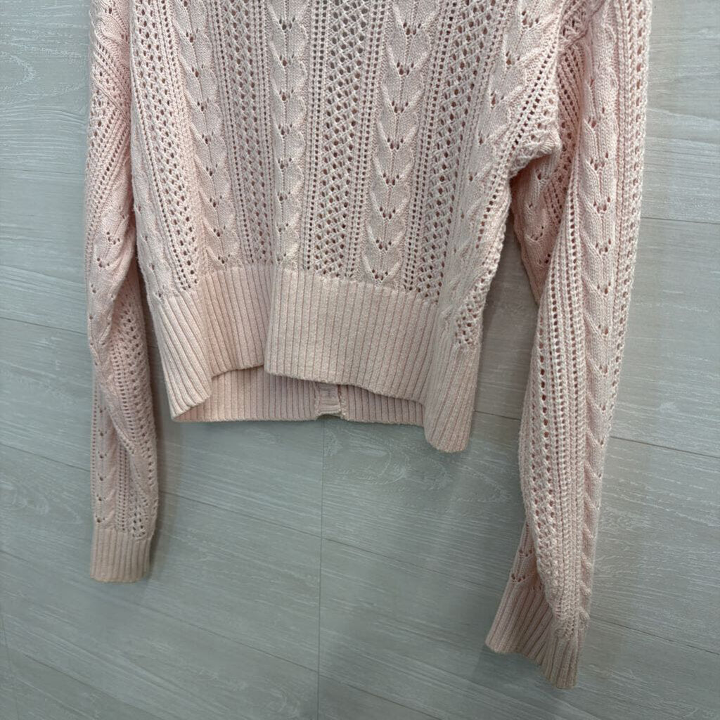 Hollister Pink Cropped Cardigan Sweater Medium