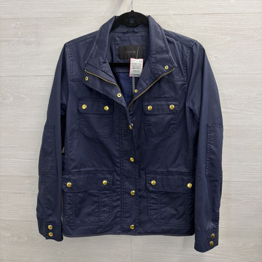 J Crew Navy/ Gold Hardware Zip Up Utility Jacket Medium