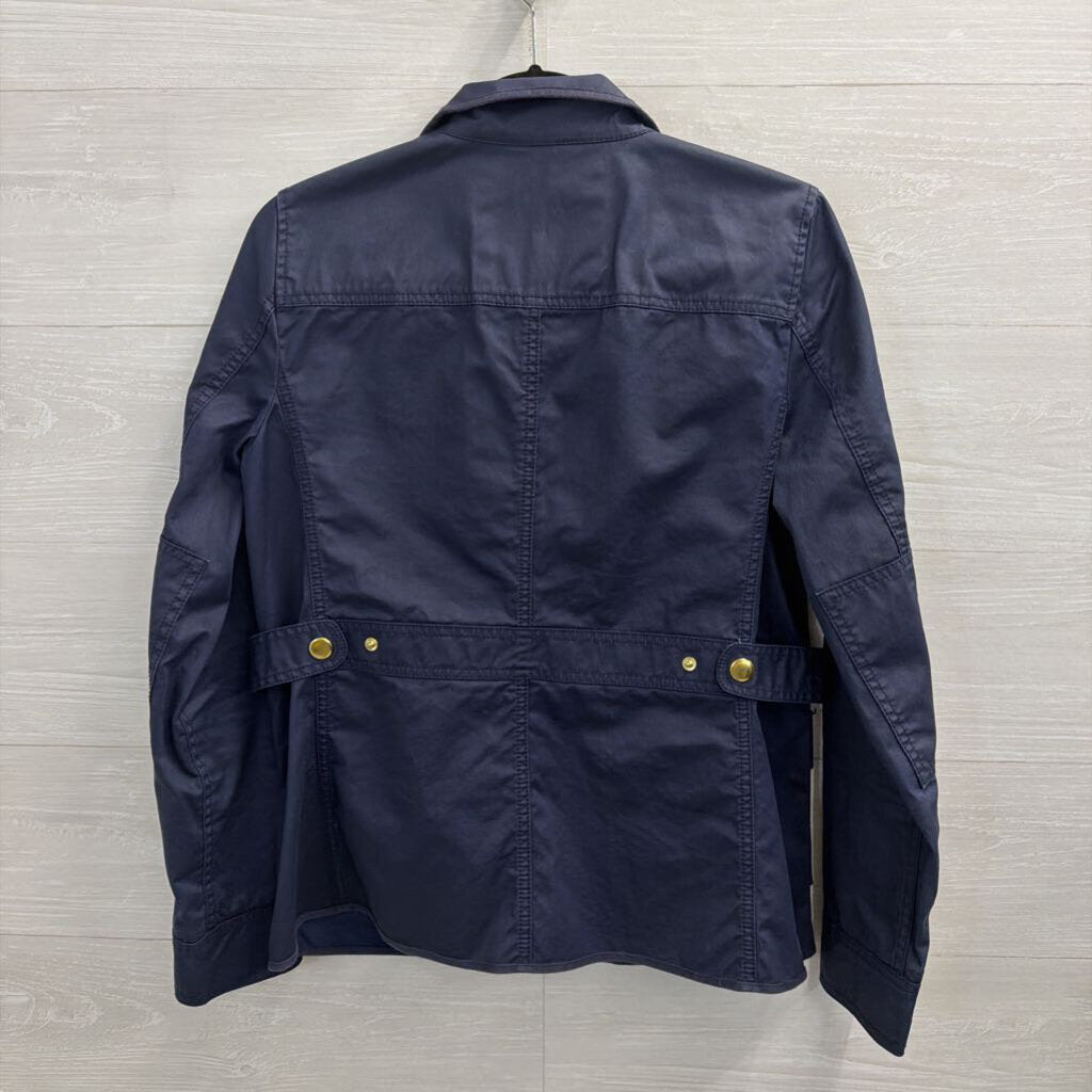 J Crew Navy/ Gold Hardware Zip Up Utility Jacket Medium