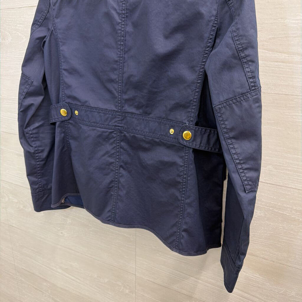 J Crew Navy/ Gold Hardware Zip Up Utility Jacket Medium