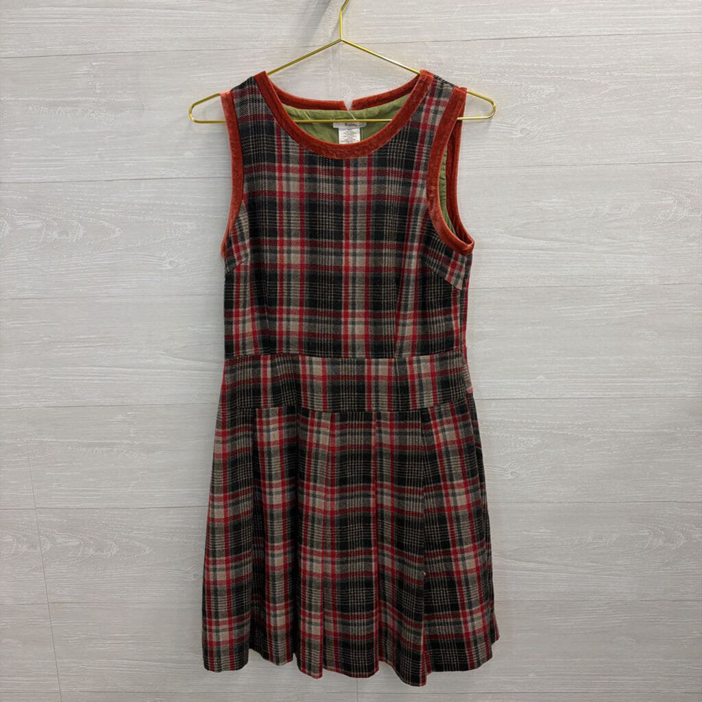 Esley Red/ Green Plaid Wool Blend Sleeveless Dress Medium