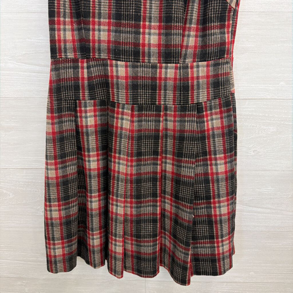 Esley Red/ Green Plaid Wool Blend Sleeveless Dress Medium
