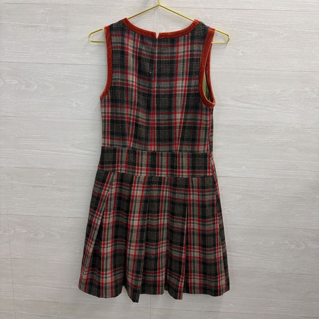 Esley Red/ Green Plaid Wool Blend Sleeveless Dress Medium