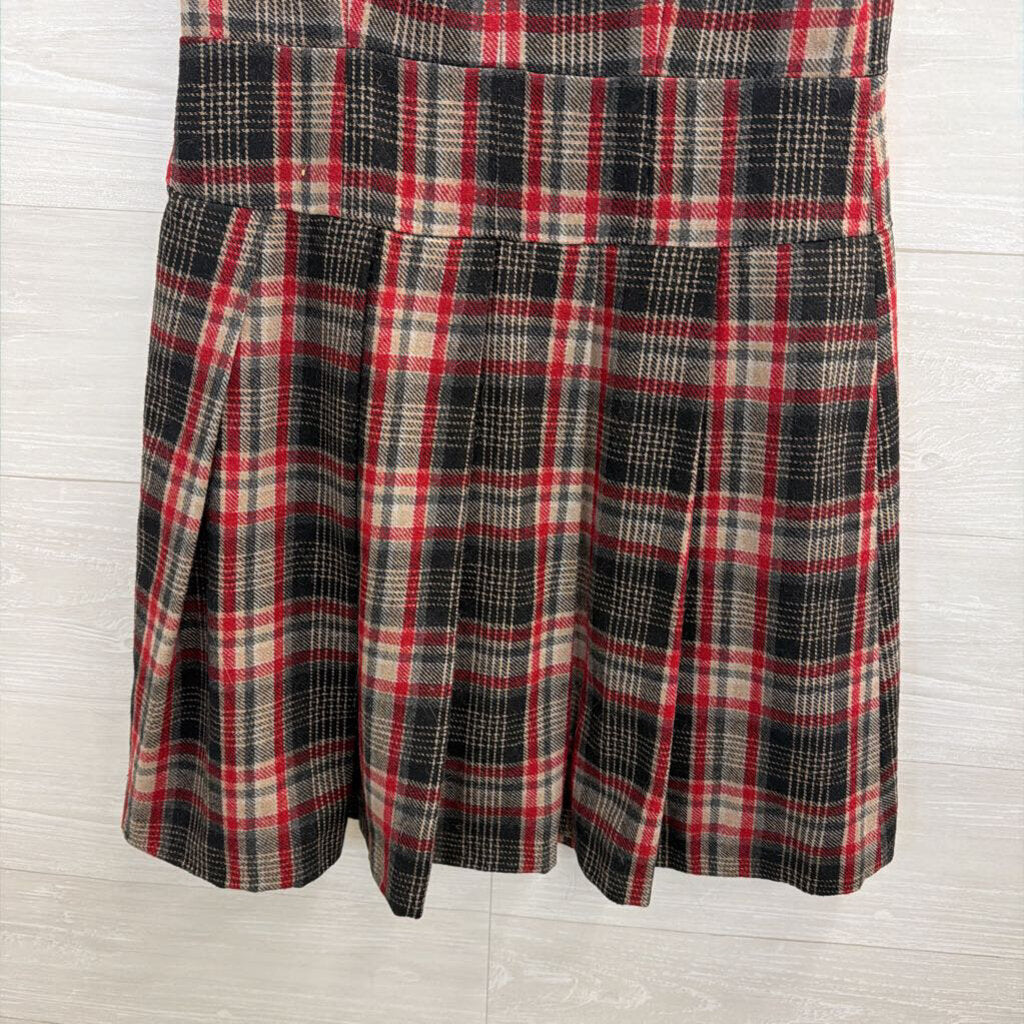 Esley Red/ Green Plaid Wool Blend Sleeveless Dress Medium