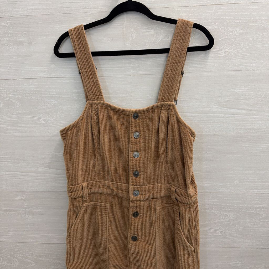 Aerie Brown Corduory Button Front Overalls Large