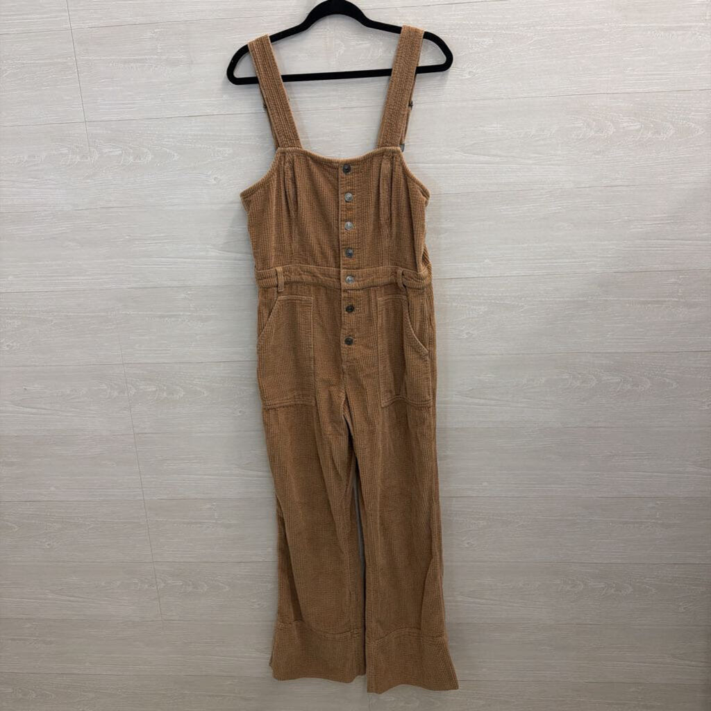 Aerie Brown Corduory Button Front Overalls Large