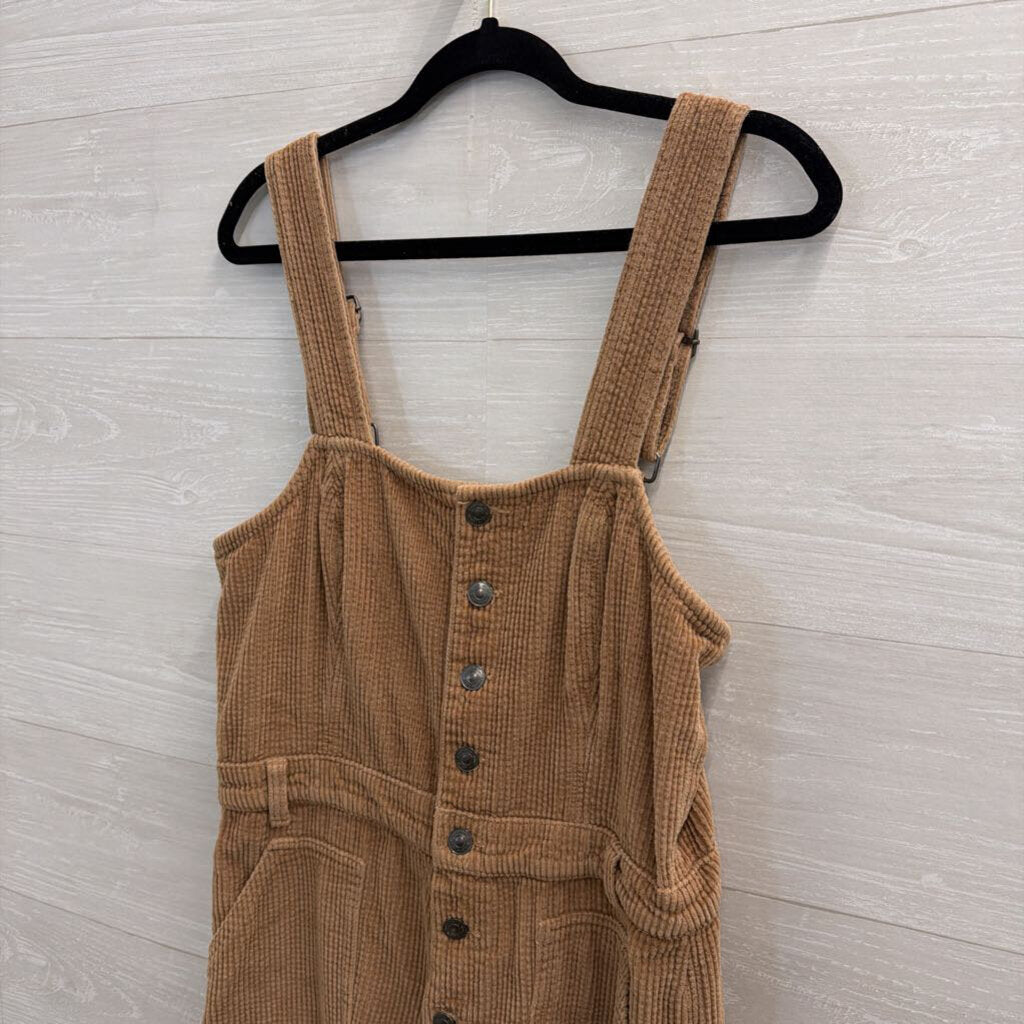 Aerie Brown Corduory Button Front Overalls Large