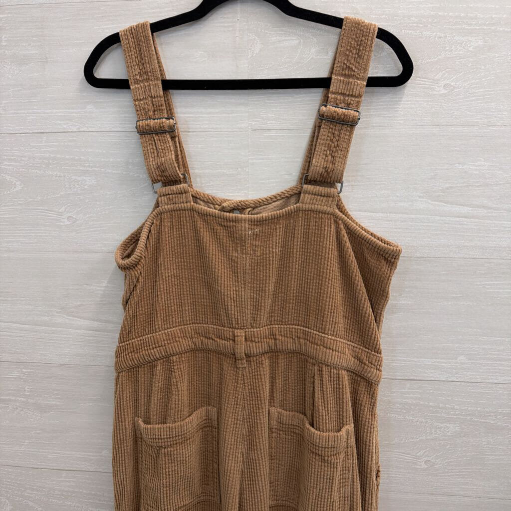 Aerie Brown Corduory Button Front Overalls Large