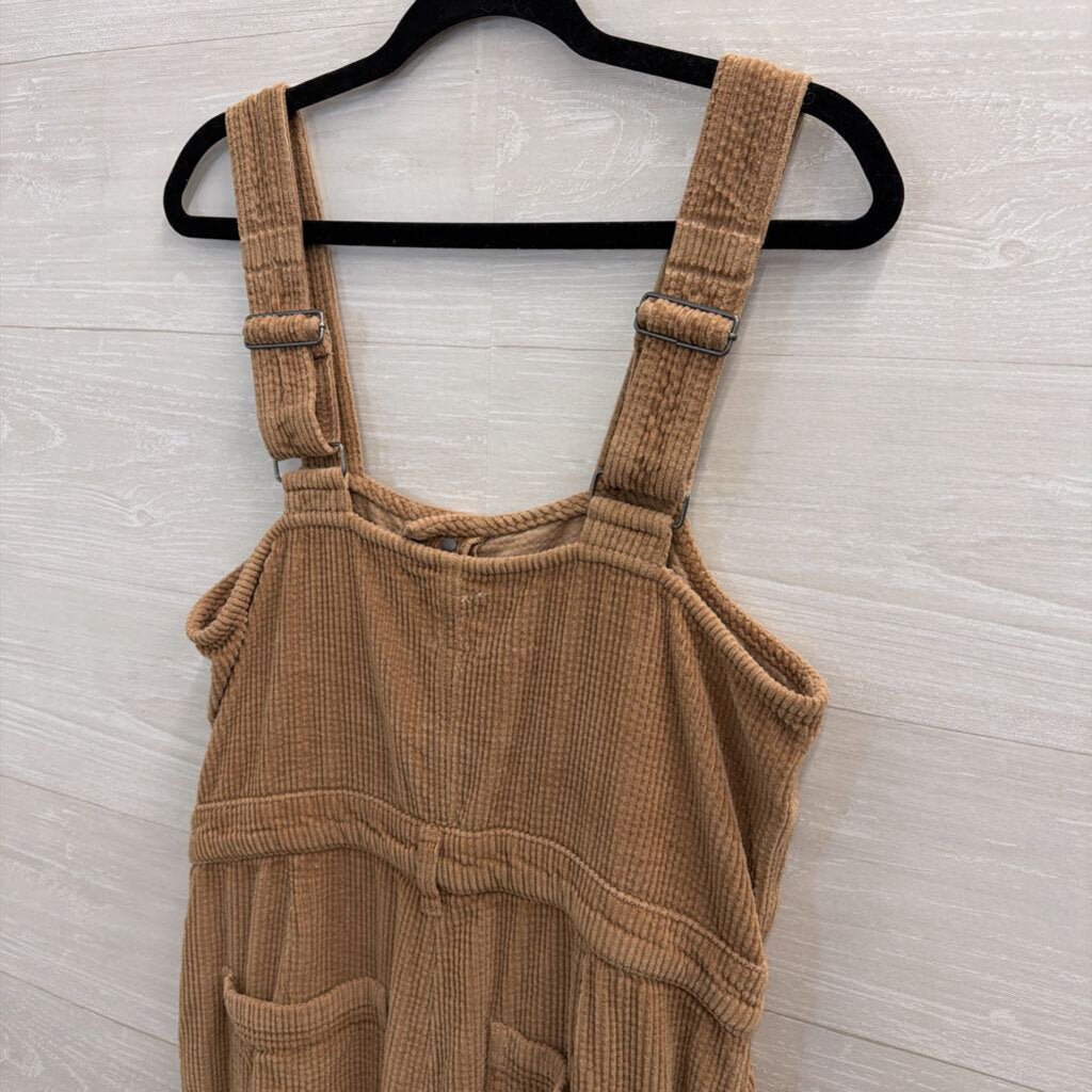 Aerie Brown Corduory Button Front Overalls Large