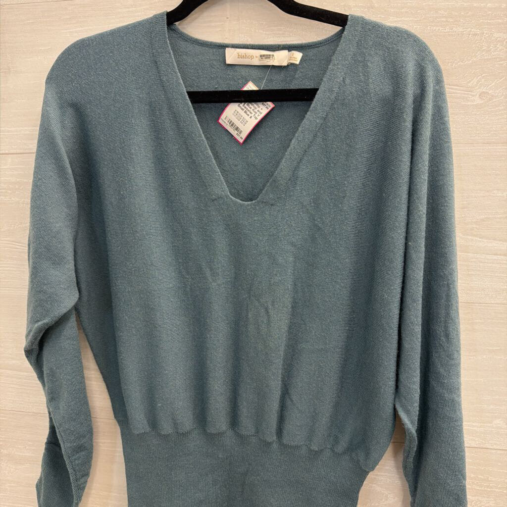 Bishop and Young Blue Knit V Neck Sweater Top Small
