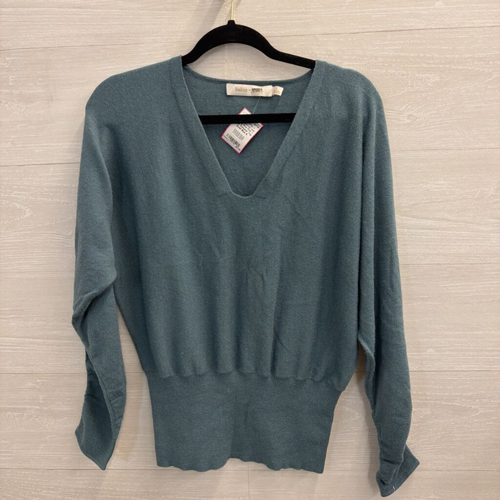 Bishop and Young Blue Knit V Neck Sweater Top Small