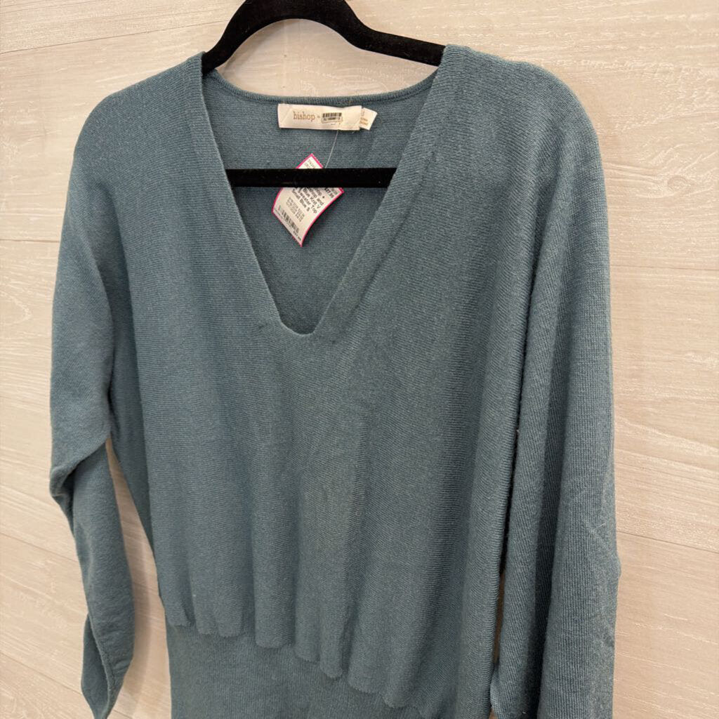 Bishop and Young Blue Knit V Neck Sweater Top Small