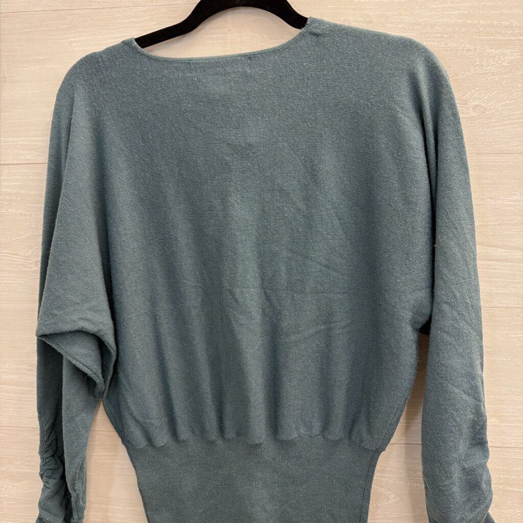 Bishop and Young Blue Knit V Neck Sweater Top Small