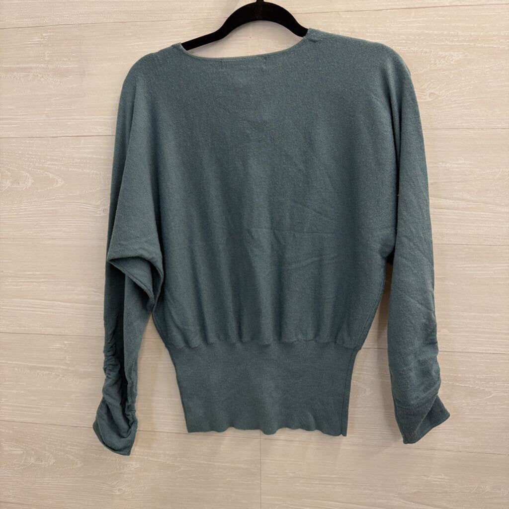 Bishop and Young Blue Knit V Neck Sweater Top Small