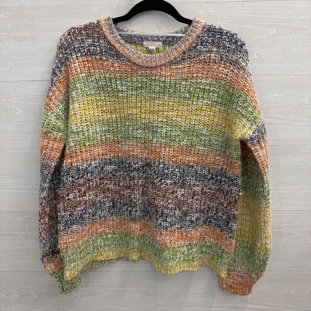 Cupio Multi Color Striped Knit Sweater Top Large