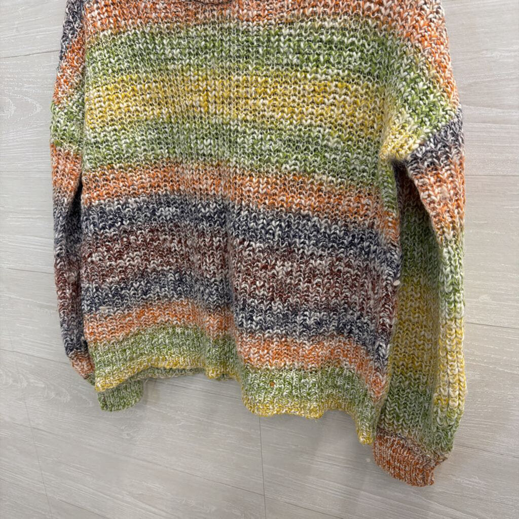 Cupio Multi Color Striped Knit Sweater Top Large