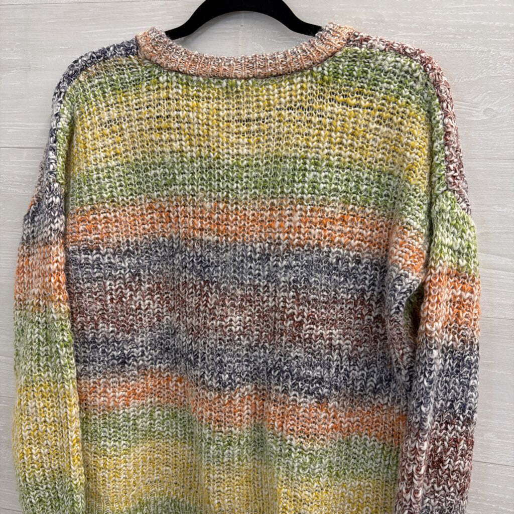 Cupio Multi Color Striped Knit Sweater Top Large
