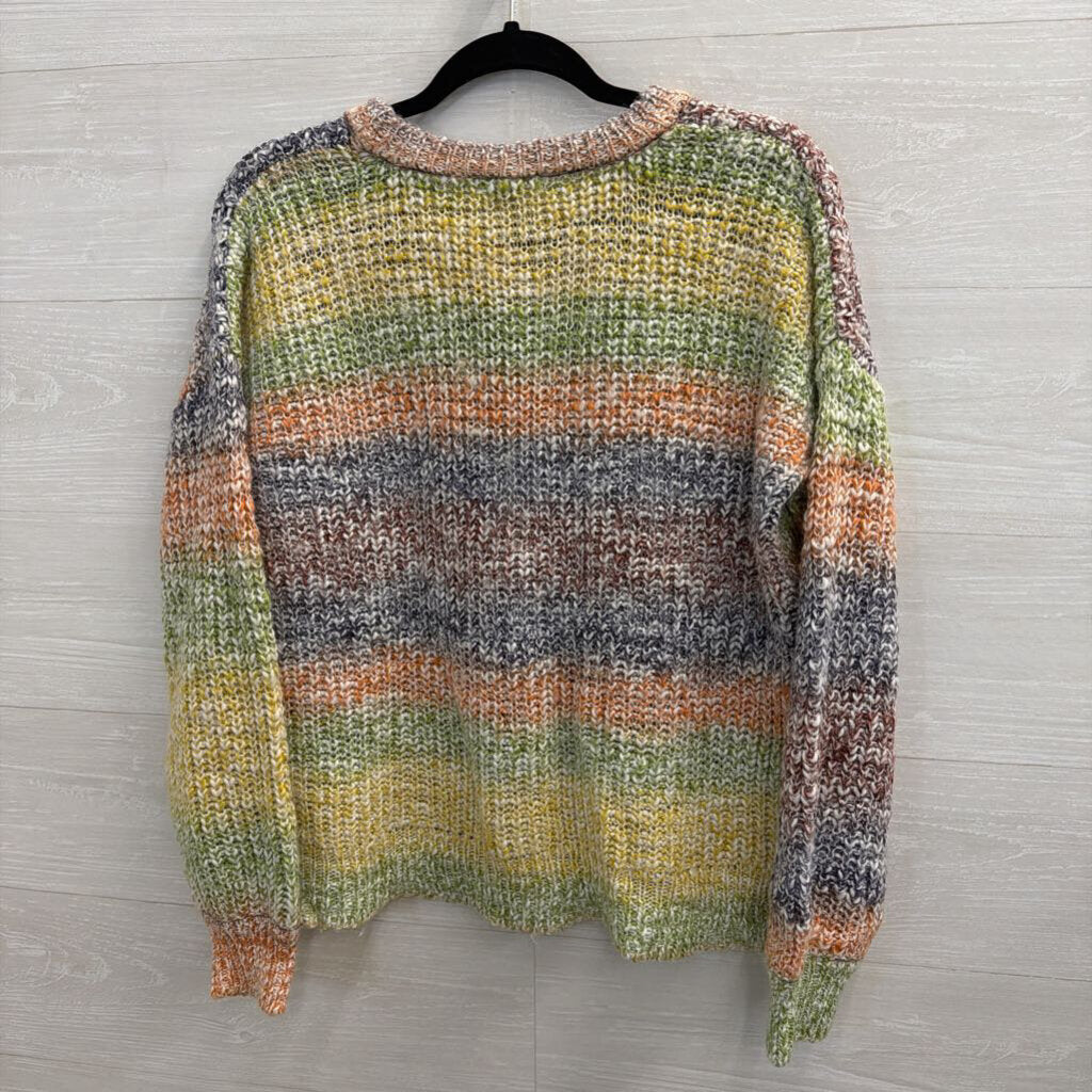 Cupio Multi Color Striped Knit Sweater Top Large