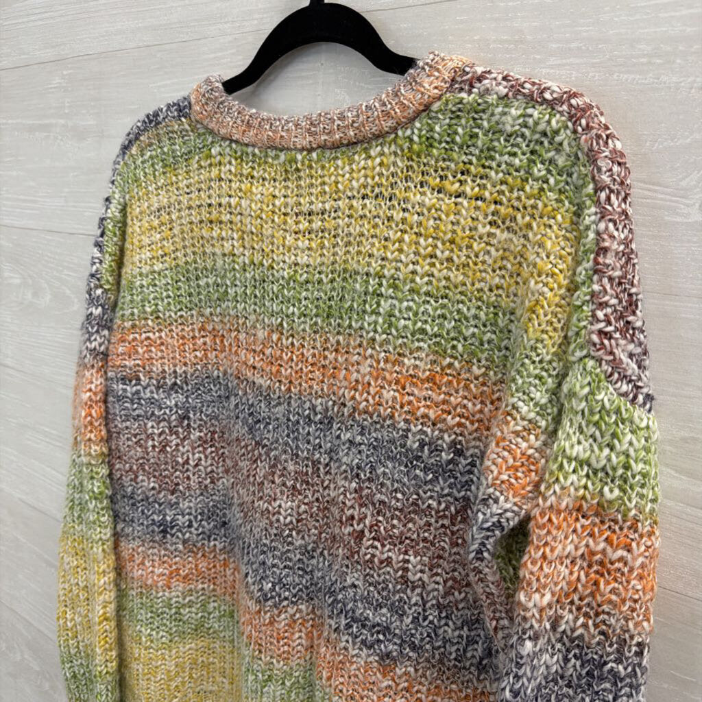 Cupio Multi Color Striped Knit Sweater Top Large