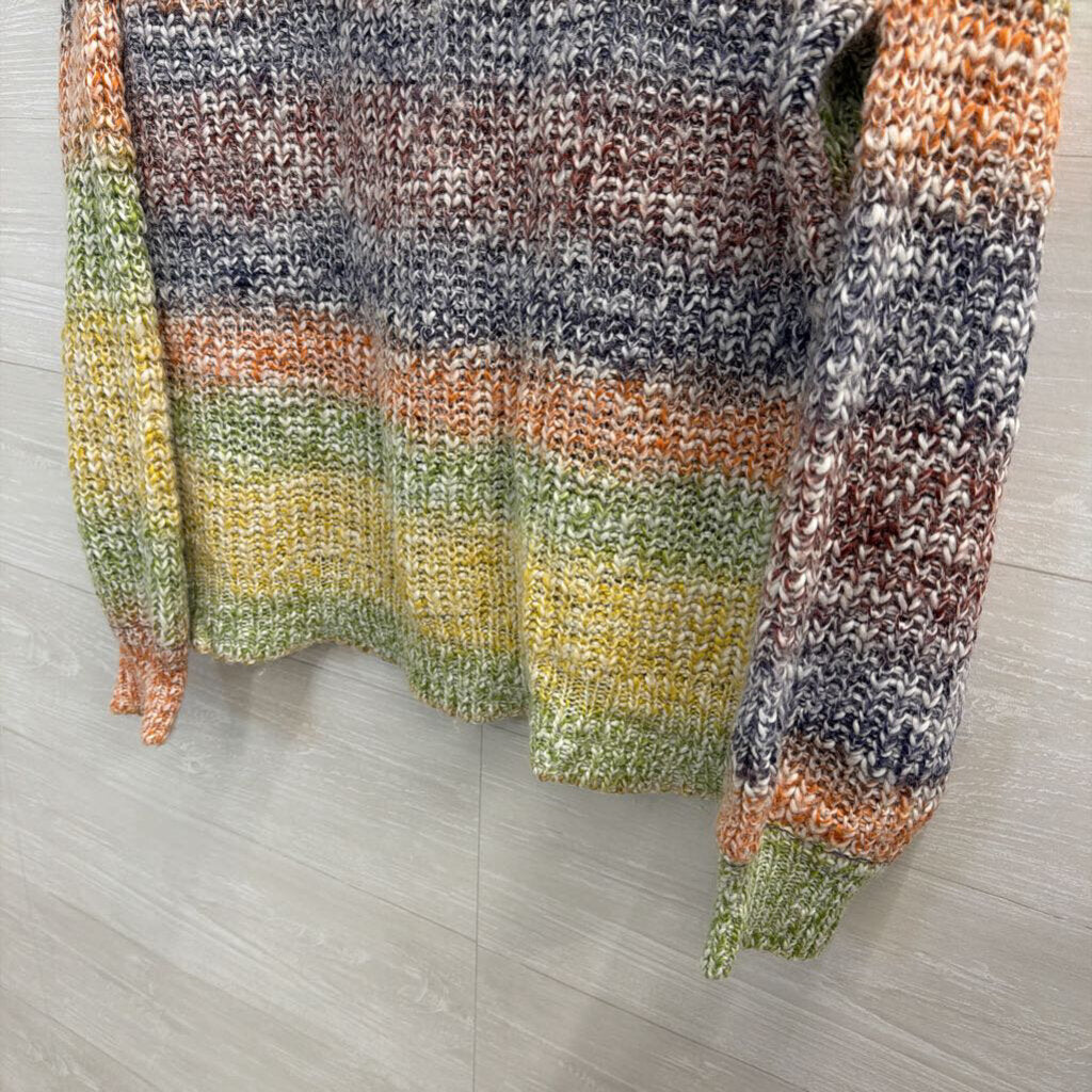 Cupio Multi Color Striped Knit Sweater Top Large