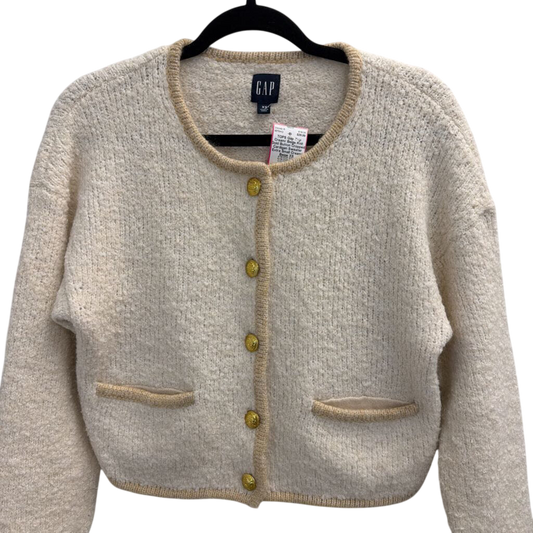 Gap Cream/ Beige Knit Gold Button Cropped Cardigan Sweater Extra Small