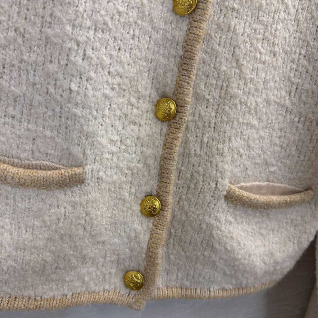 Gap Cream/ Beige Knit Gold Button Cropped Cardigan Sweater Extra Small