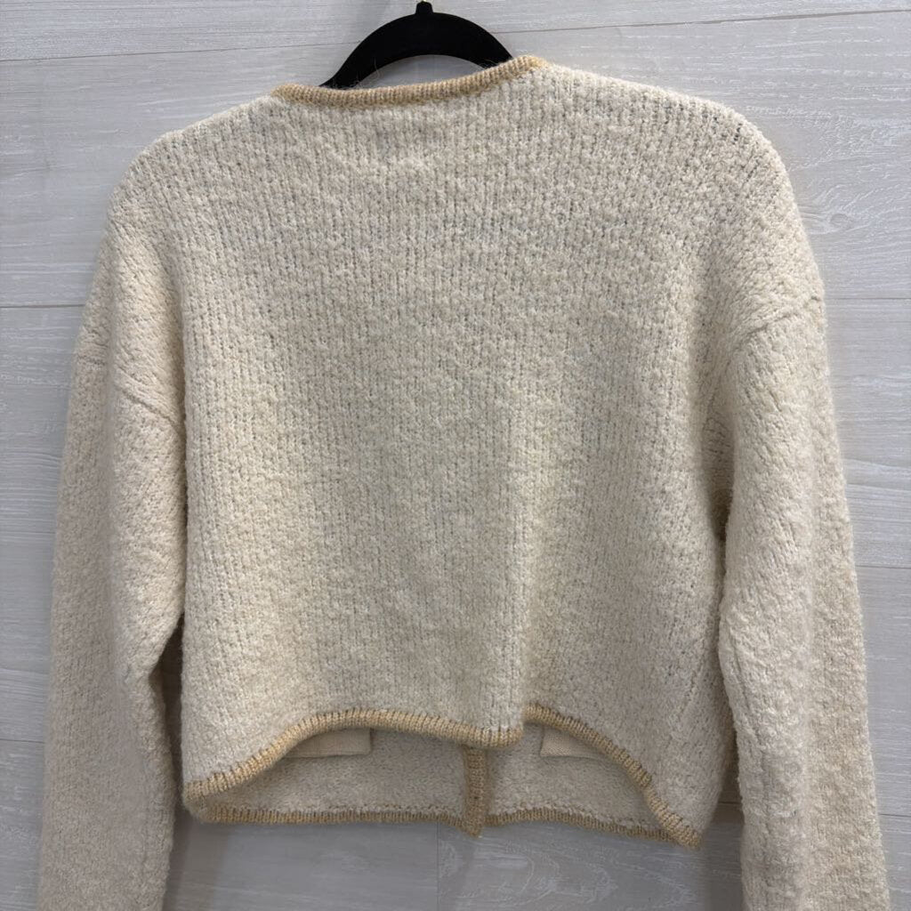 Gap Cream/ Beige Knit Gold Button Cropped Cardigan Sweater Extra Small