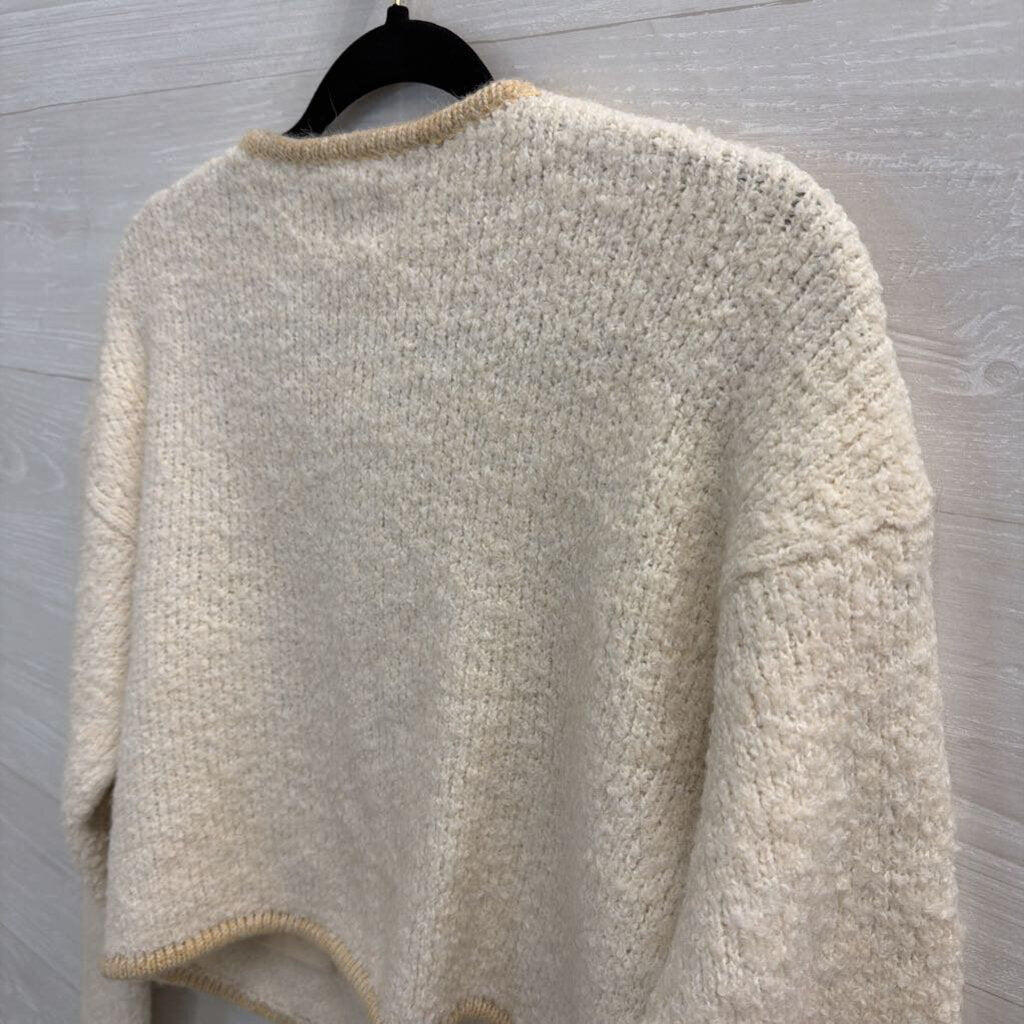 Gap Cream/ Beige Knit Gold Button Cropped Cardigan Sweater Extra Small
