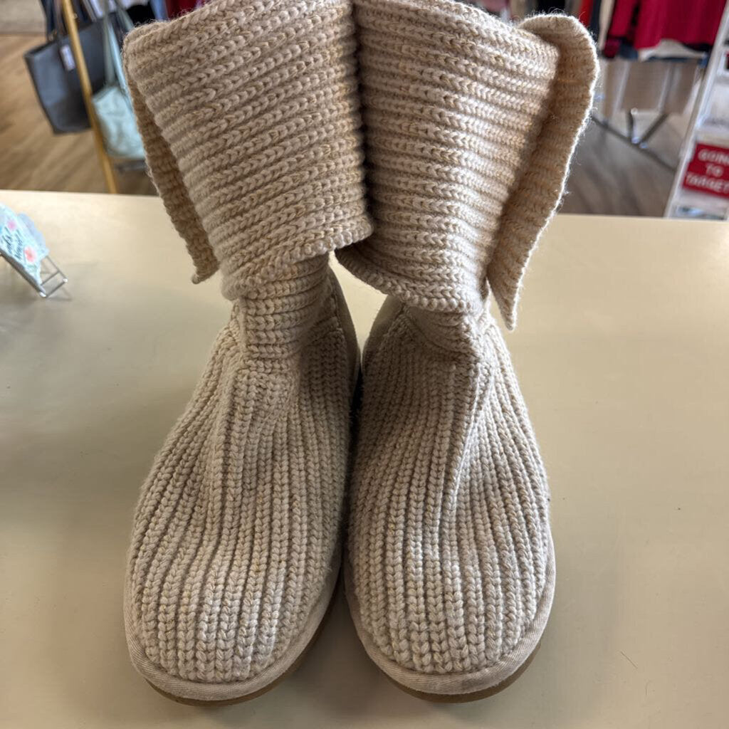 Ugg Cream Classic Cardy Sweater Knit Boots 8