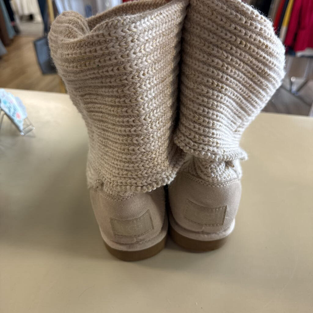 Ugg Cream Classic Cardy Sweater Knit Boots 8