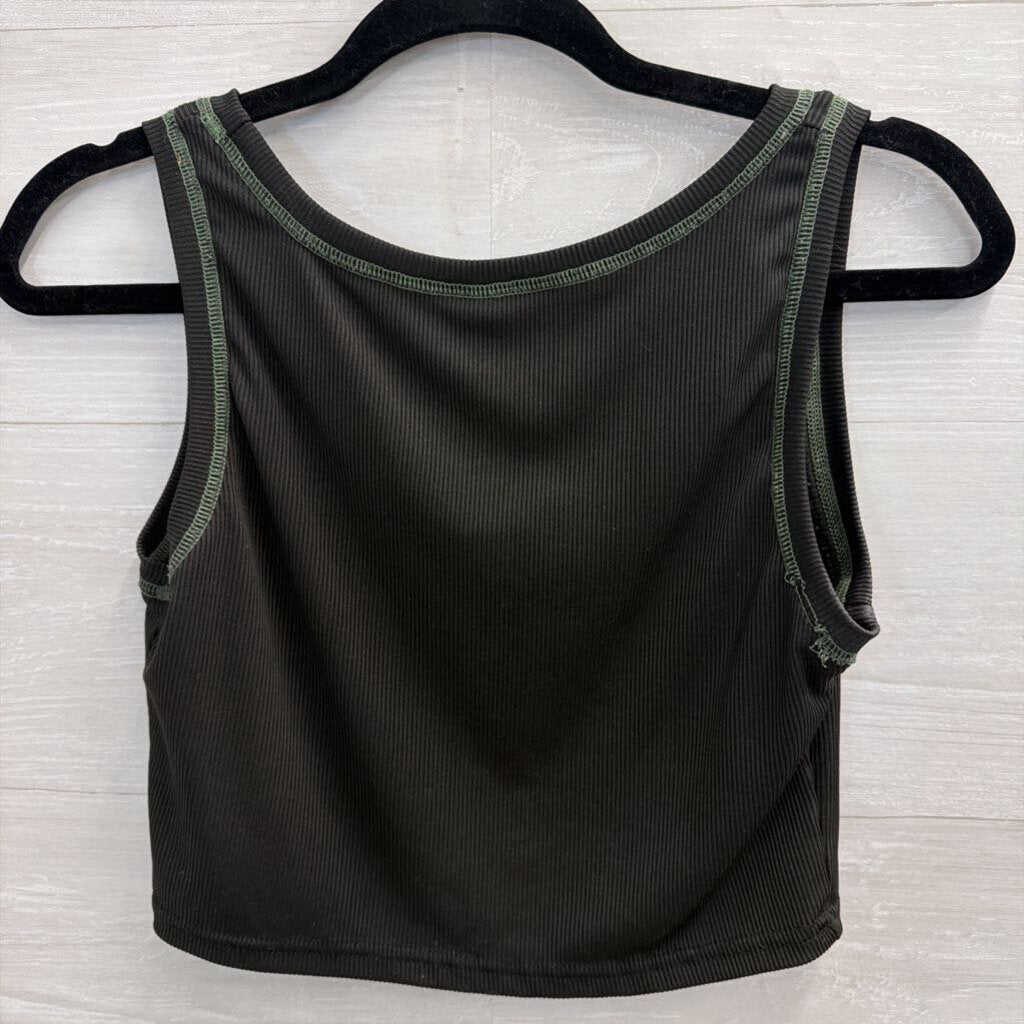 Black/ Multi Cropped Skeleton Graphic Tank Top Medium