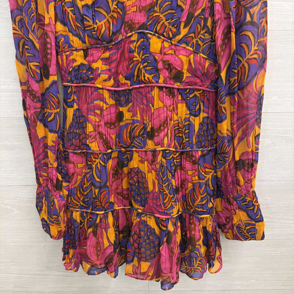 Farm Rio Pink/ Multi Fruit Dream Long Sleeve Dress Small