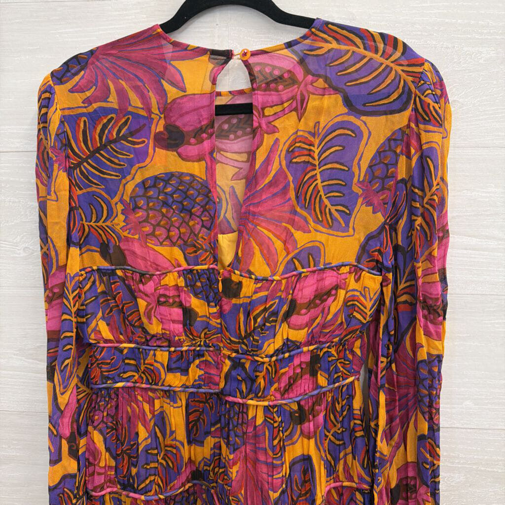 Farm Rio Pink/ Multi Fruit Dream Long Sleeve Dress Small