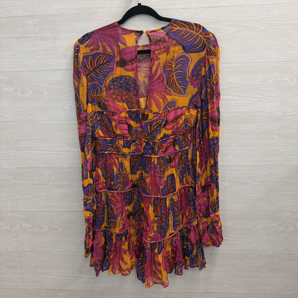 Farm Rio Pink/ Multi Fruit Dream Long Sleeve Dress Small
