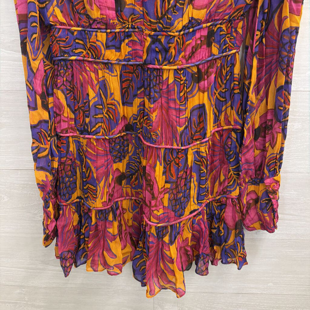 Farm Rio Pink/ Multi Fruit Dream Long Sleeve Dress Small