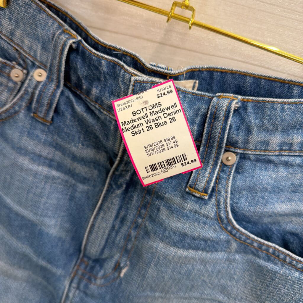 Madewell Medium Wash Denim Skirt 26