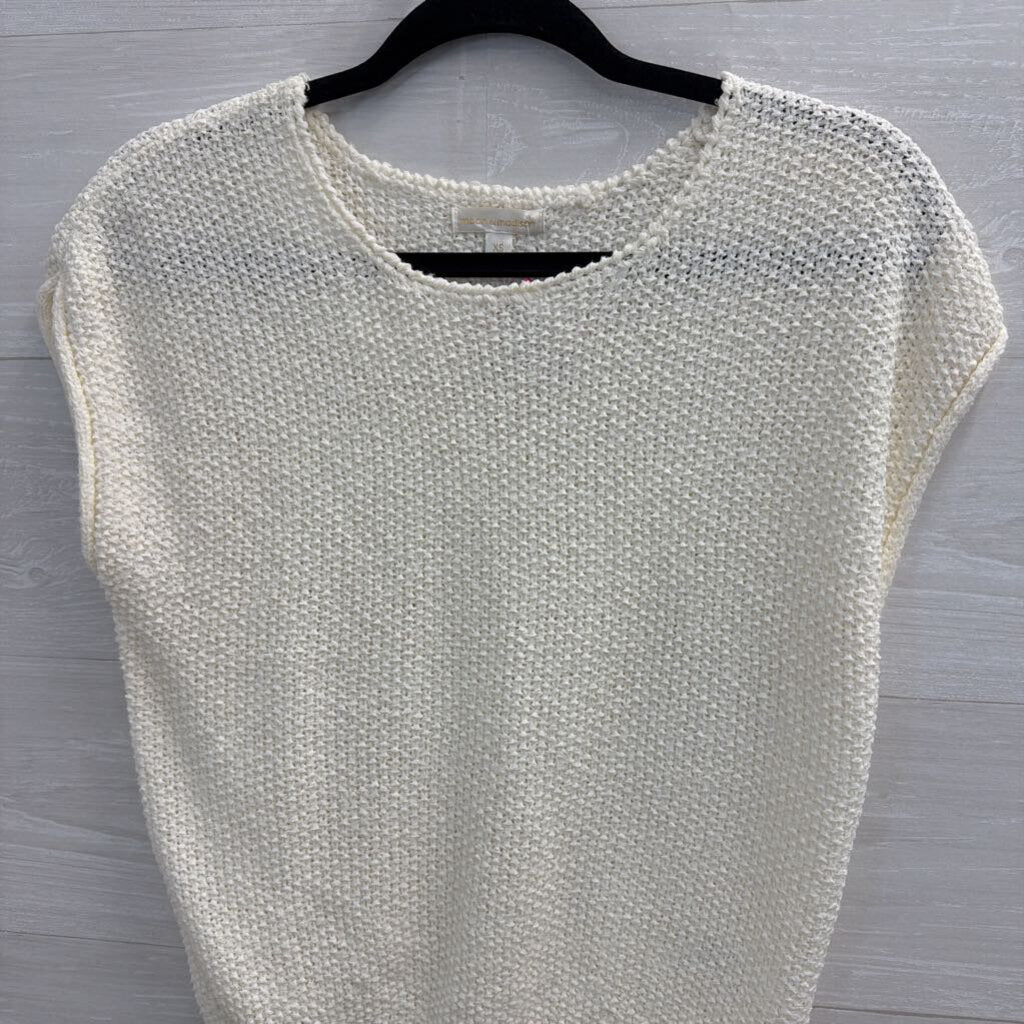 Moon and Madison Cream Knit Short Sleeve Top Extra Small