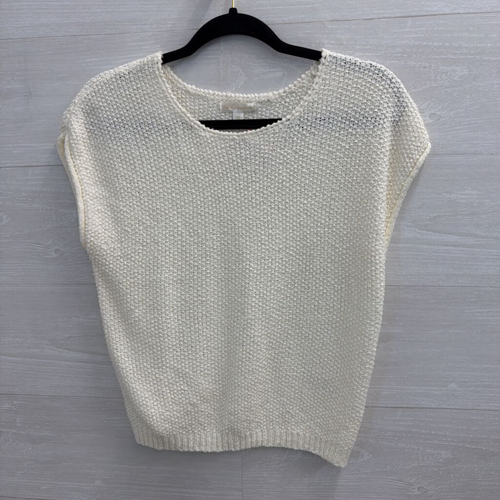 Moon and Madison Cream Knit Short Sleeve Top Extra Small
