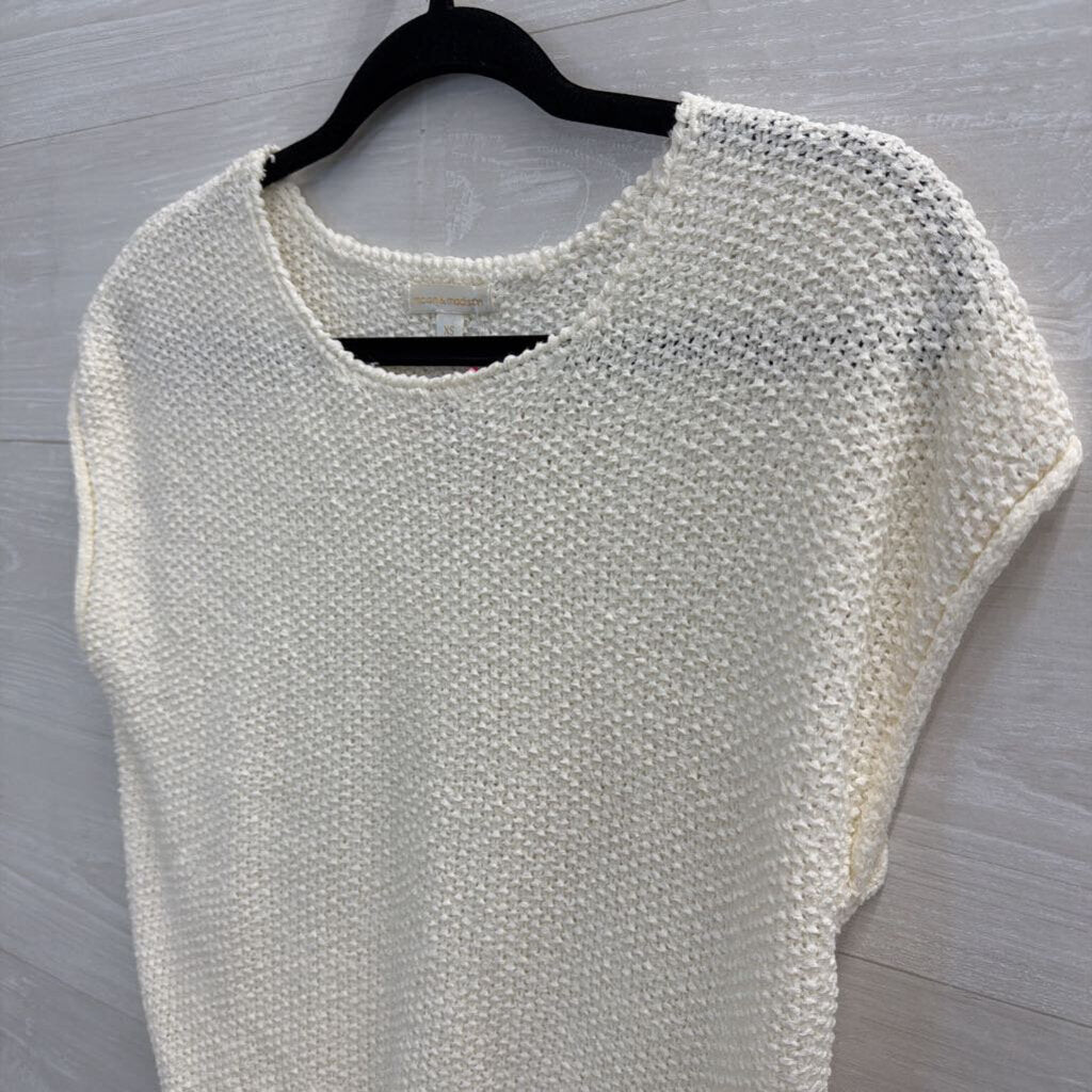 Moon and Madison Cream Knit Short Sleeve Top Extra Small