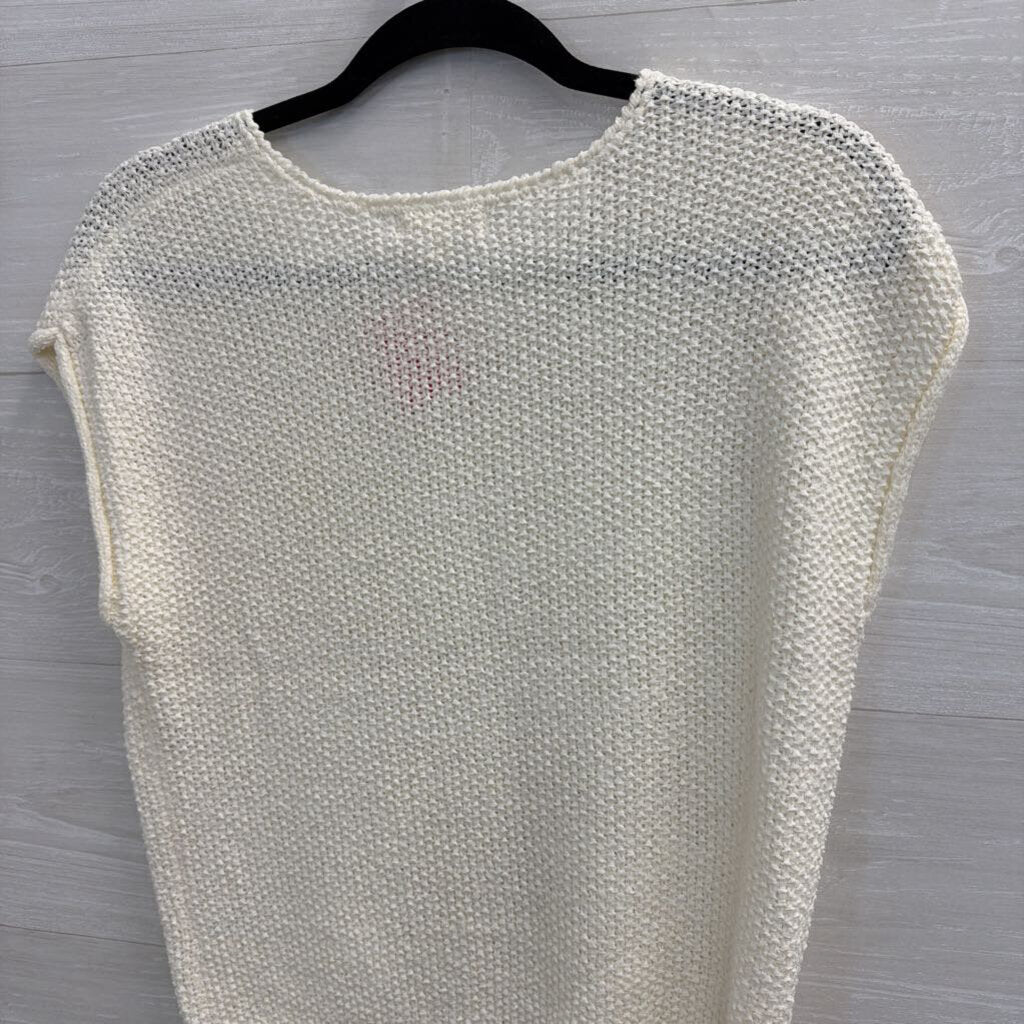 Moon and Madison Cream Knit Short Sleeve Top Extra Small