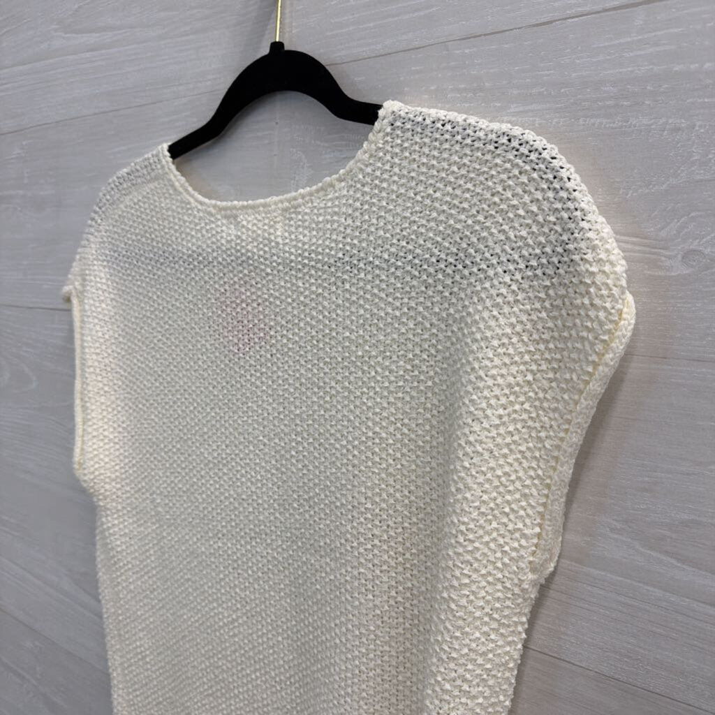 Moon and Madison Cream Knit Short Sleeve Top Extra Small